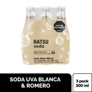 Soda Hatsu uva blanca romero x3 unidades x300ml c-u