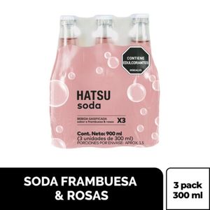 Soda Hatsu frambuesa rosas x3 unidades x300ml c-u