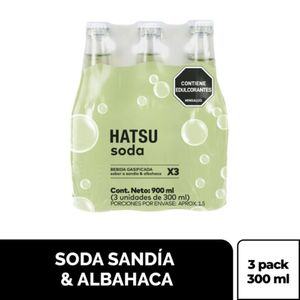 Soda Hatsu sandia albahaca x3 unidades x300ml c-u