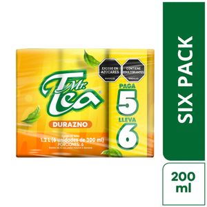 Té Mr Tea Durazno pague 5 lleve 6 tetra pack x200ml c-u
