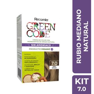 Tinte Recamier 7.0 Rubio Mediano Natural Green Code Kit x50g