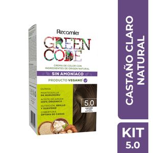 Tinte Recamier 5.0 Castaño Claro Natural Green Code Kit x50g