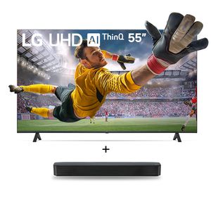 Combo Televisor LG 55" LED UHD 4K Smart Tv WebOS 55UR7800PSB + Barra de sonido LG SK1