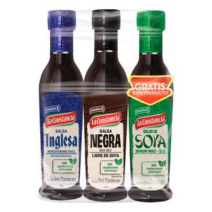 Salsa La Constancia inglesa + negra + soya x164ml c/u