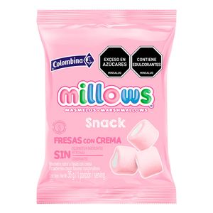 Masmelos Millows de fresas con crema x35gr