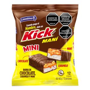 Chocolate Kick Barra Caramelo Mani X12 Unidades X162g