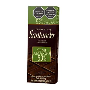 Chocolate 53% Cacao Semioscuro Santander x 70 G.