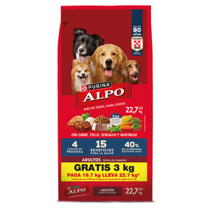 Comida para Perros Alpo Adultos Con Carne Pollo Cereal y Vegetal X 22,7Kg