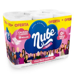 Papel Higiénico Nube Max X18 Rollos X22 Mts Cada Uno