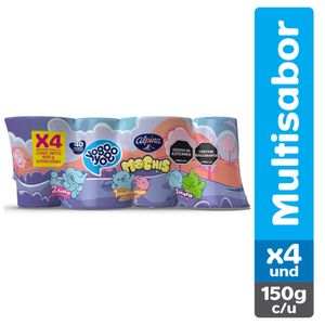 Alimento lácteo Yogo Yogo surtido vaso x4und x150g c-u