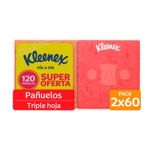 Pañuelos Faciales Kleenex Cubo Pack x2 x60und c/u