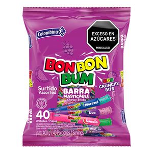 Caramelo Bon Bon bum Barra Masticable 40 Und x400g