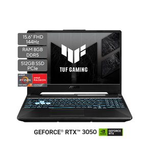 Computador Portátil Gaming Asus TUF A15,6" AMD Ryzen 7 8GB 512GB RTX3050 FA506NCR-HN007W