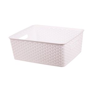 Canasto Simil Rattan Blanco 36,5X30,5X13 cm