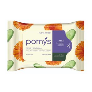 Toallitas húmedas desmaquilladoras Pomys pepino y caléndula x28 und