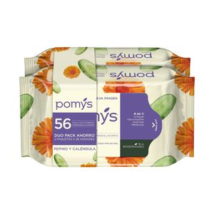 Toallitas húmedas desmaquilladoras Pomys pepino y caléndula duopack x56und