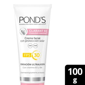 Crema facial Ponds clarant b3 protección solar fps 30x100g