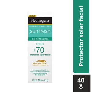 Protector Solar Facial Neutrogena Sun Fresh Derm Care sin Color Fps 70 40g