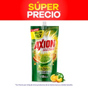 Lavaplatos Axion Explosión Cítrica Doypack 500 mL